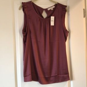 NWT Loft ruffled shell size L